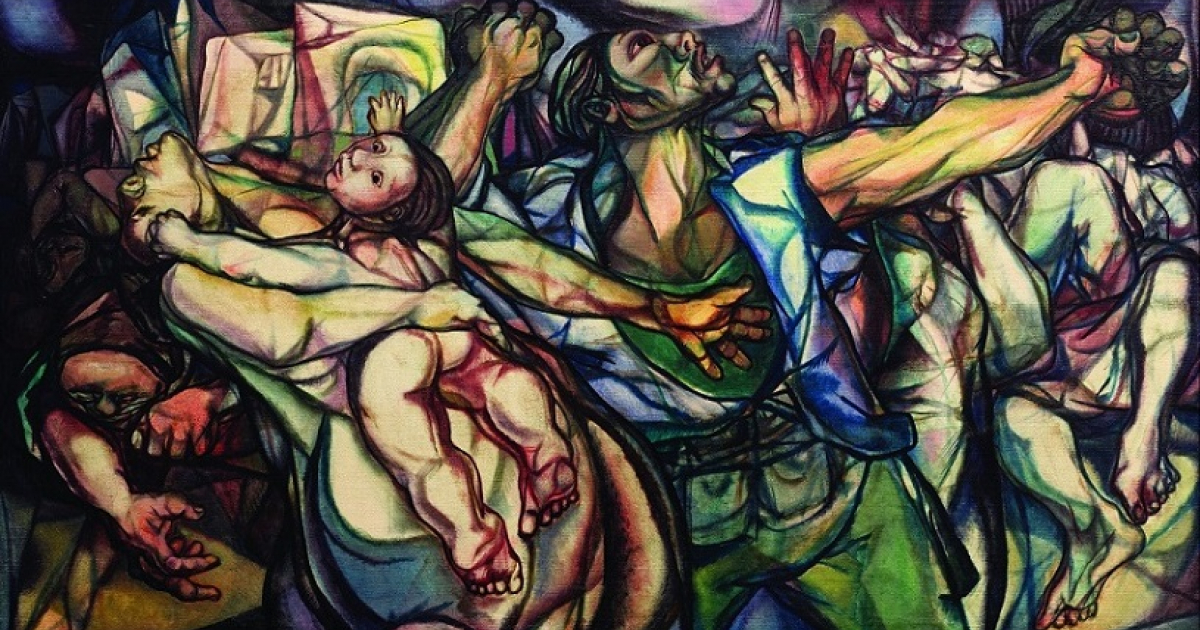 "El bombardeo del 15 de abril 1961", lienzo de Servando Cabrera, Museo Nacional de Bellas Artes, La Habana. © MNBA/Cuba
