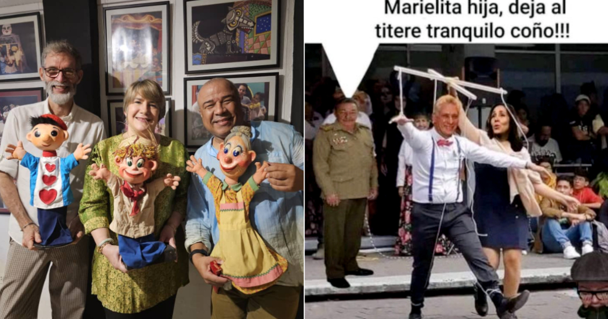 Lis Cuesta en el Teatro Las Estaciones y meme en respuesta a su publicación © X / @liscuestacuba - @Antonio47782849