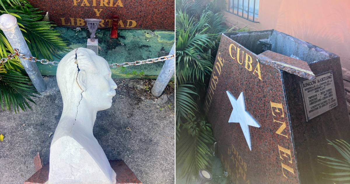 Estatua de Josè Martì vandalizada en Miami © Ramon Zaldivar