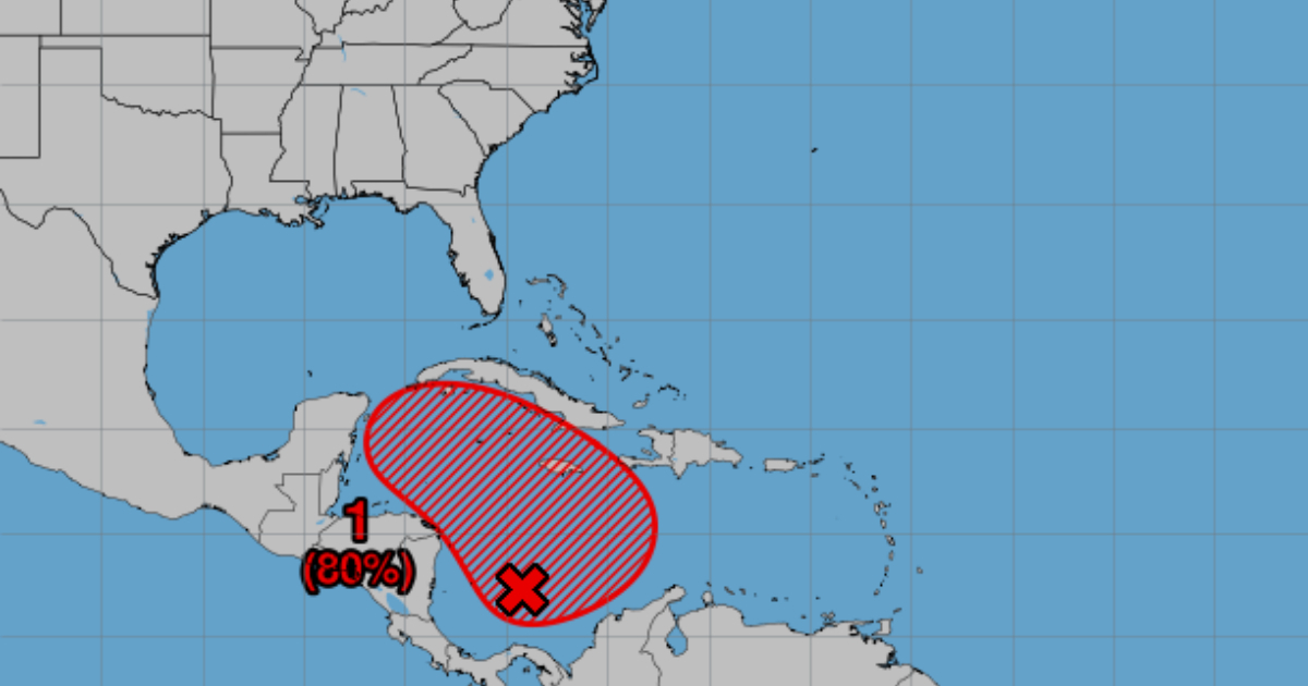 Mapa con el pronóstico de formación de una tormenta tropical © NOAA