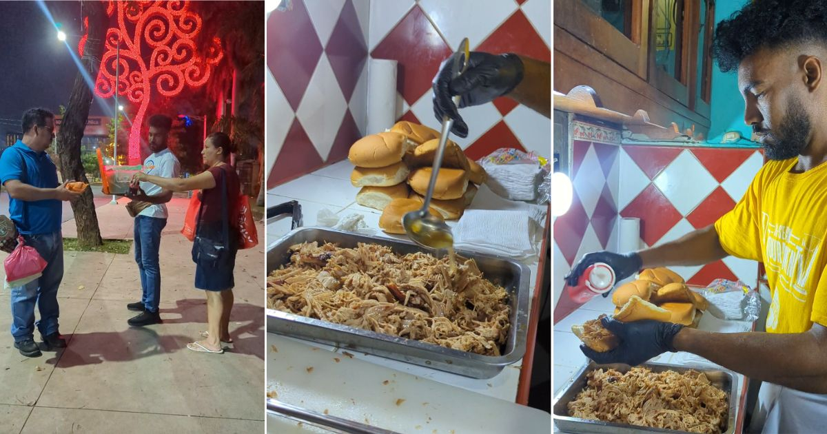 Cuba triunfa en Nicaragua vendiendo pan con lechón © Collage captura TikTok / @aldomilanesz