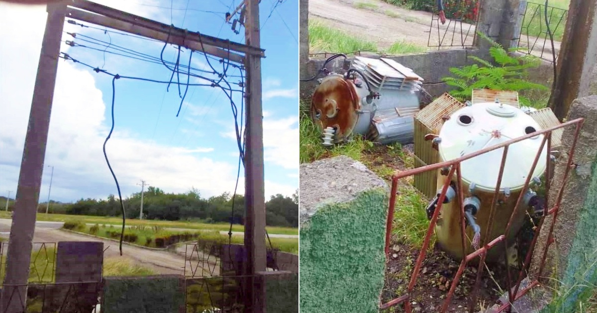 Algunos de los daños eléctricos resultantes de los dos sismos de este domingo © Collage Facebook/Unión Eléctrica UNE