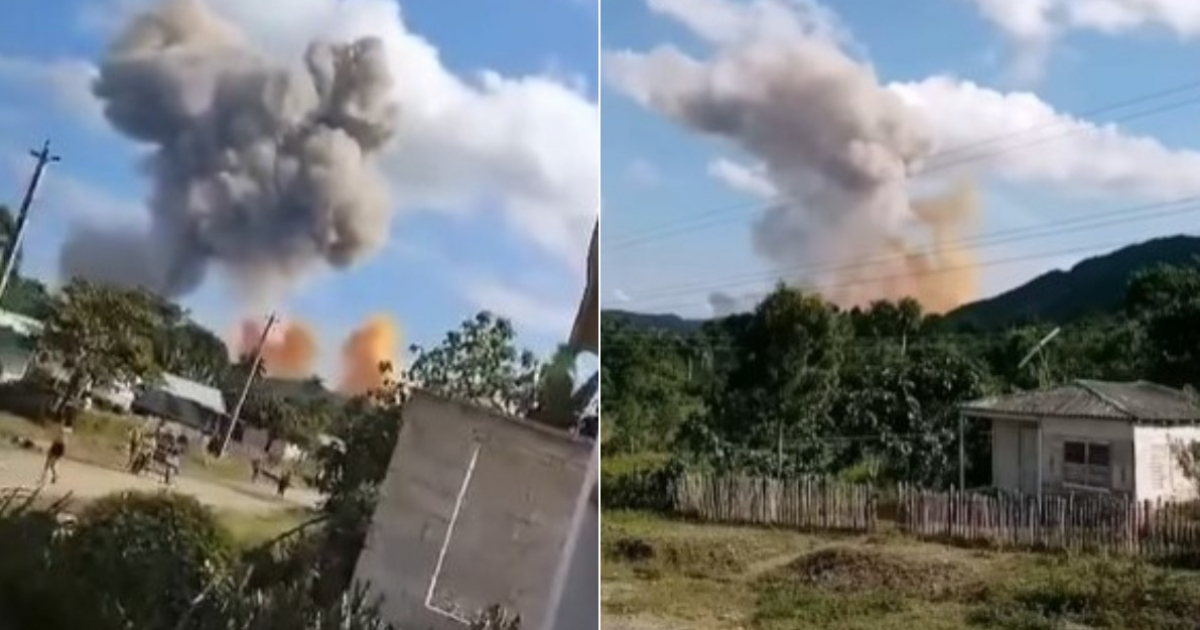 Personas huyen tras explosiones en unidad militar en Holguín © Collage de capturas de video de Facebook
