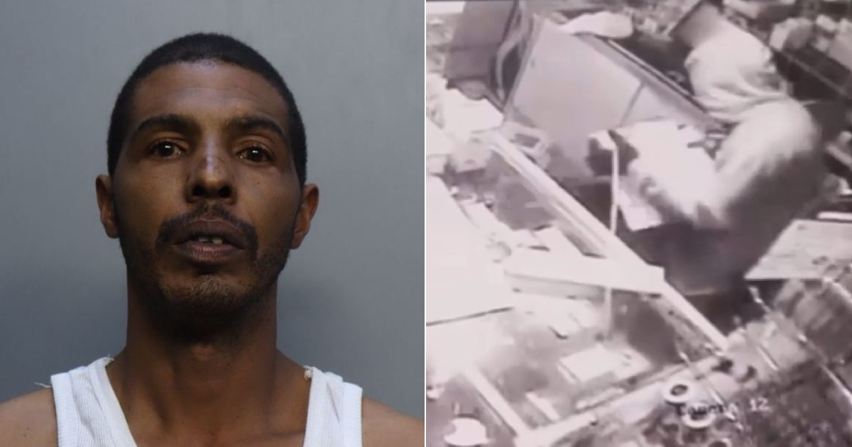 Yoamil Nápoles y video de vigilancia de una tienda en Miami donde robó © Miami Dade Corrections & Rehabilitation-Captura de video/NBC Miami