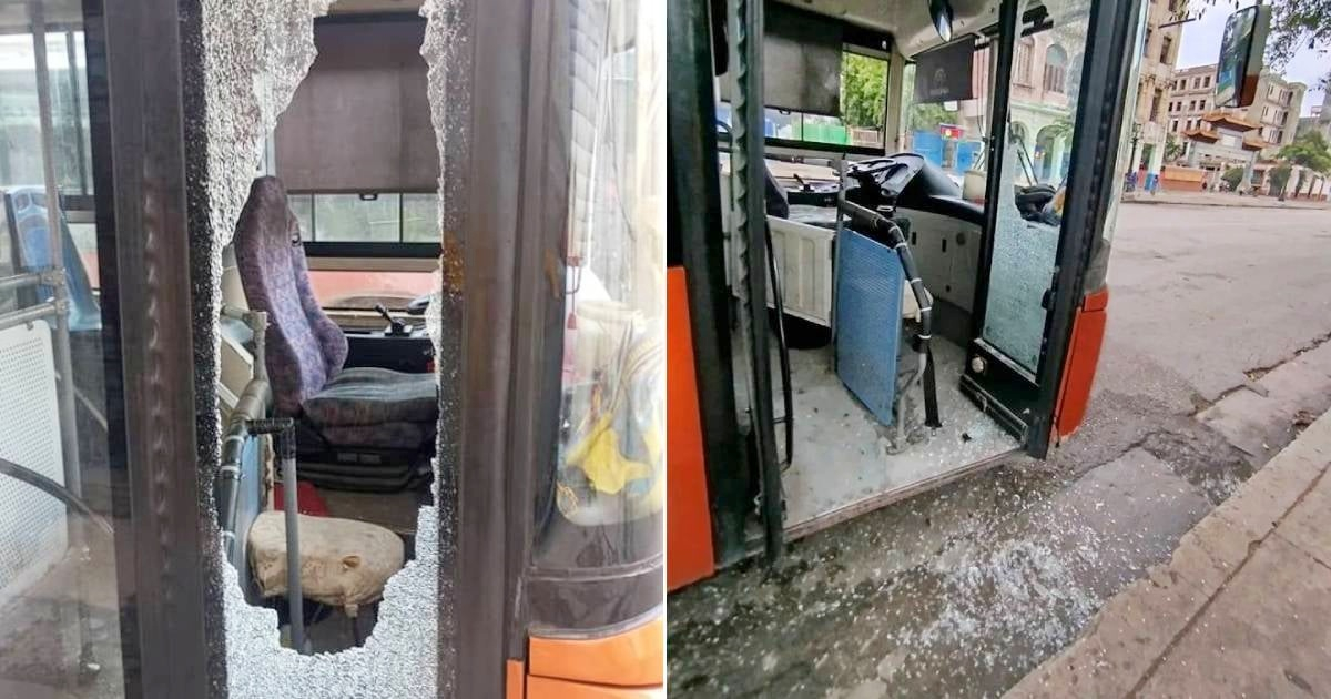 Guagua vandalizada en La Habana (Imagen de referencia) © Facebook/Empresa de Transporte de La Habana